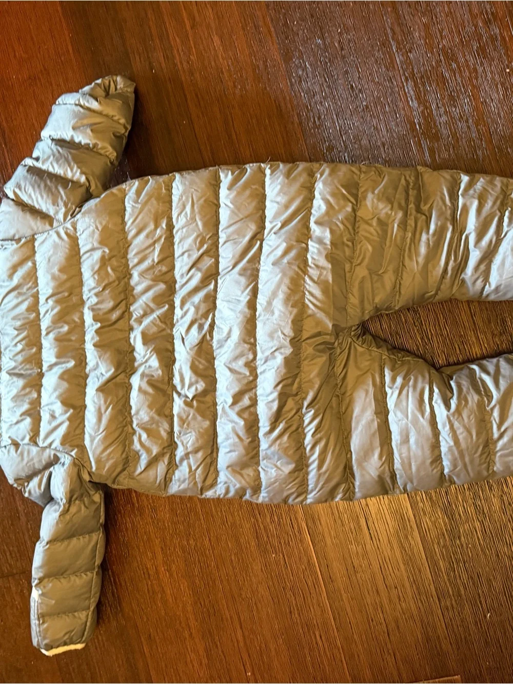 Eddie Bauer Gray Quilted Kids One-Piece Snowsuit with Sherpa Hood